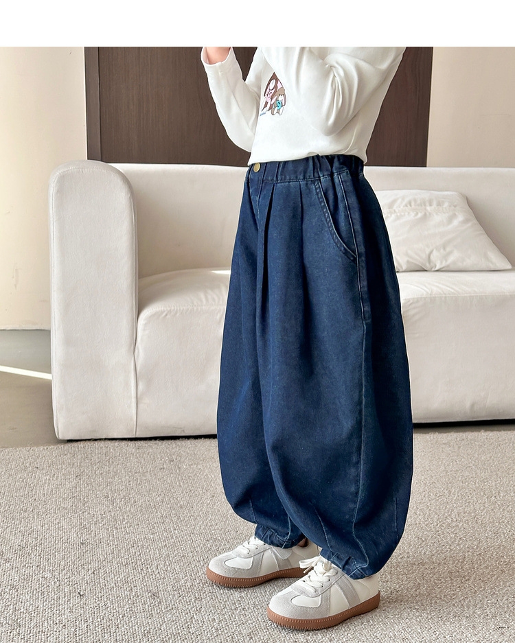 Джинсы для девочек 2024 весна новые широкие брюки для детей оптом из Китая