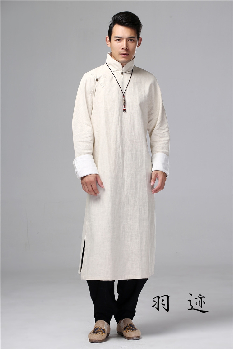 Мужская рубашка в стиле Республики с длинным воротником из льна в стиле ретро для выступлений оптом из Китая