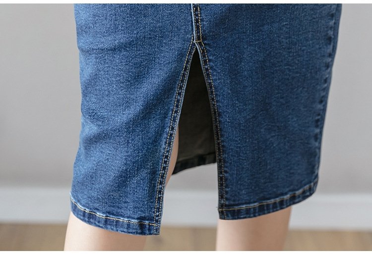 Новая мода джинсовая юбка с высокой посадкой и разрезом 2024 оптом из Китая