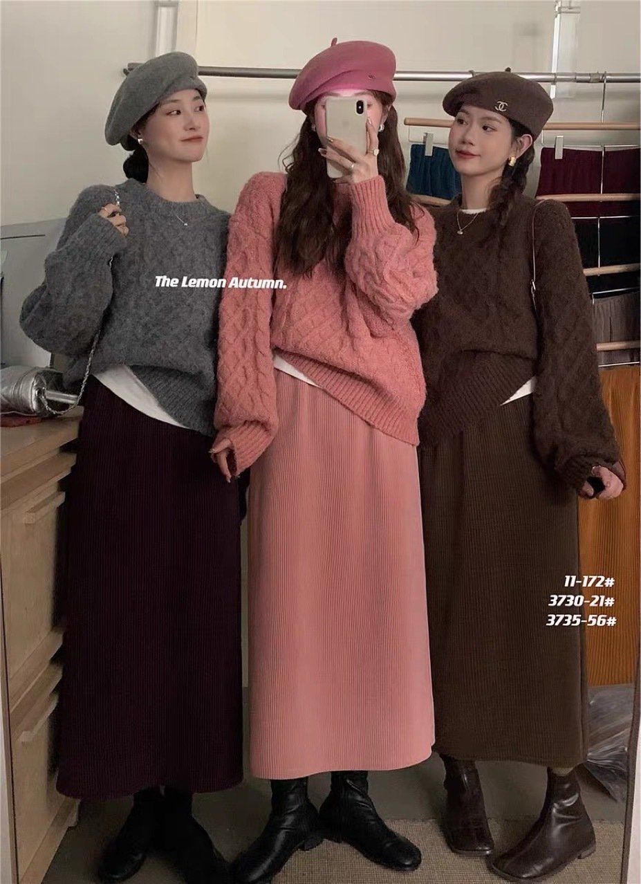 Шерстяная юбка с высокой талией и разрезом оптом из Китая