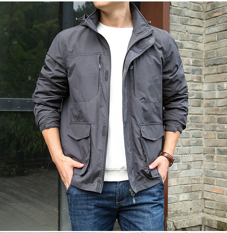 Мужской ветровой плащ с капюшоном оптом из Китая