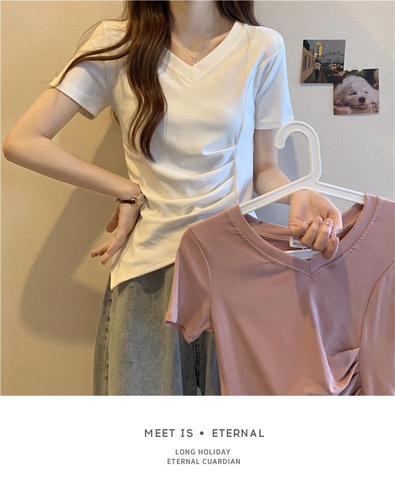 Футболка с коротким рукавом V-образным вырезом оптом