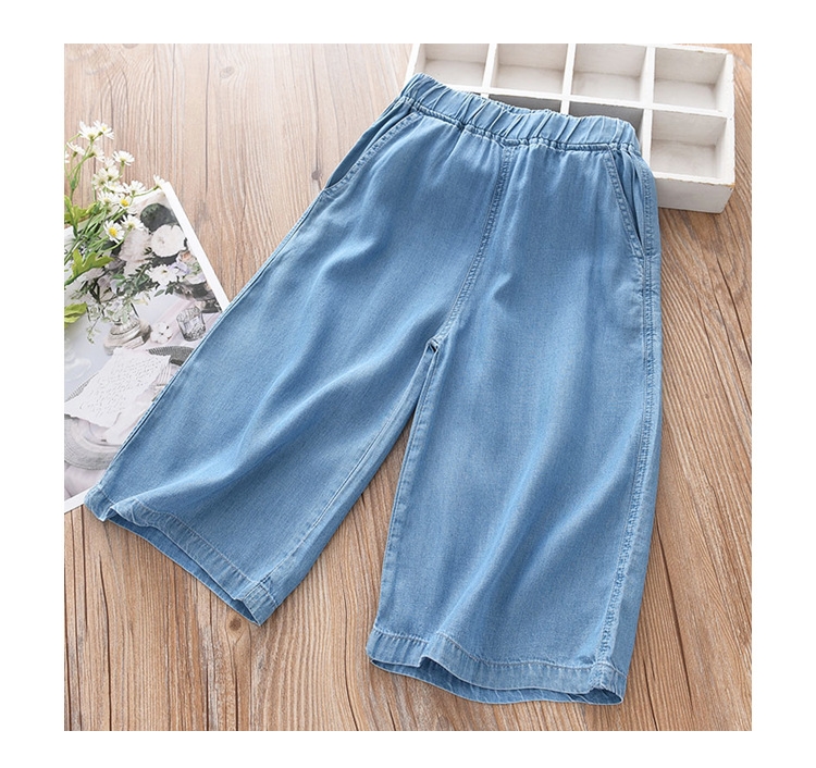 Летние джинсовые широкие штаны для девочек оптом из Китая