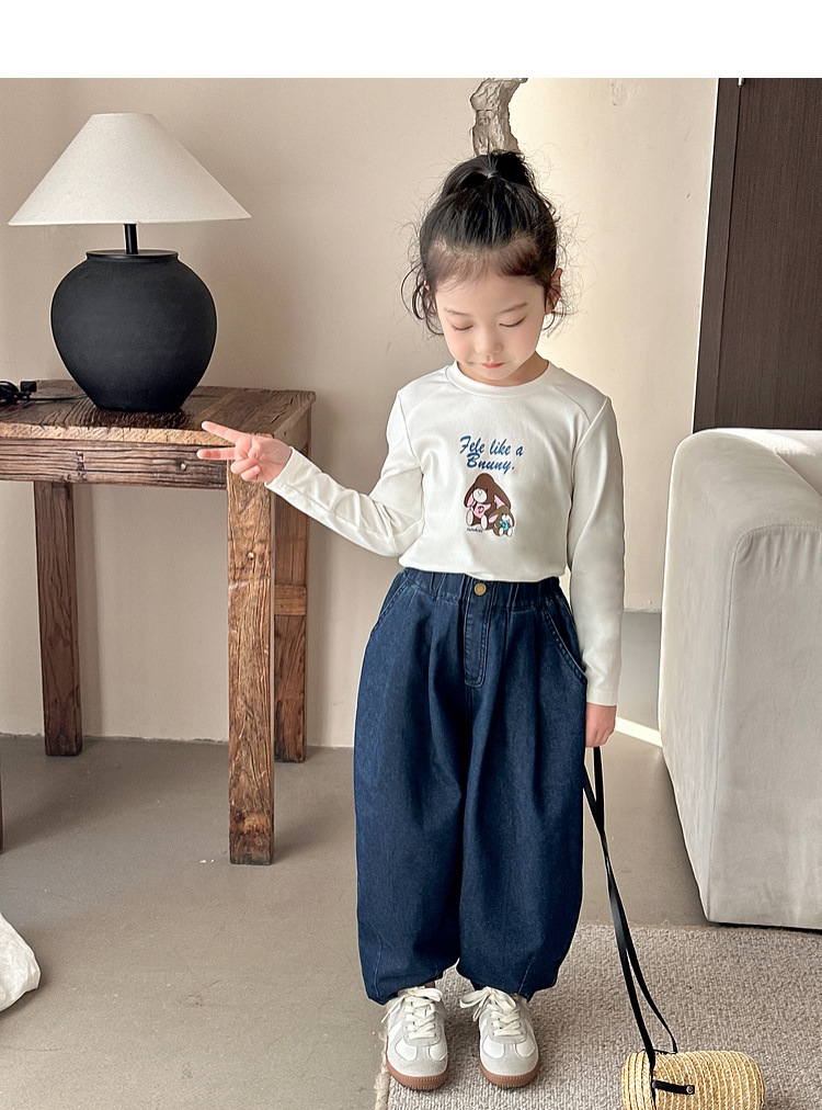 Джинсы для девочек 2024 весна новые широкие брюки для детей оптом из Китая
