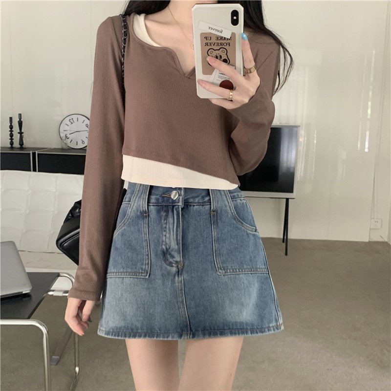 Женская футболка с длинным рукавом в ретро стиле оптом из Китая