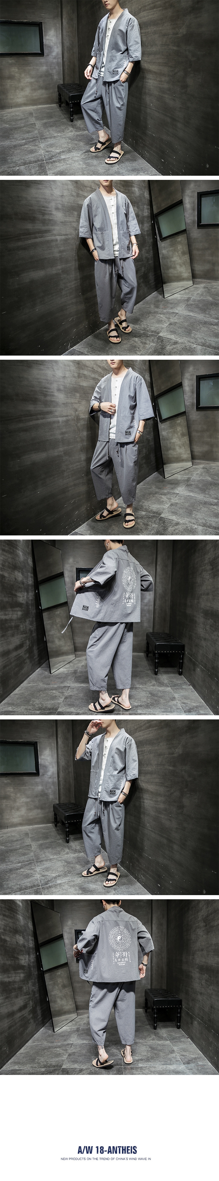 Китайский стиль льняной летний костюм для мужчин оптом из Китая