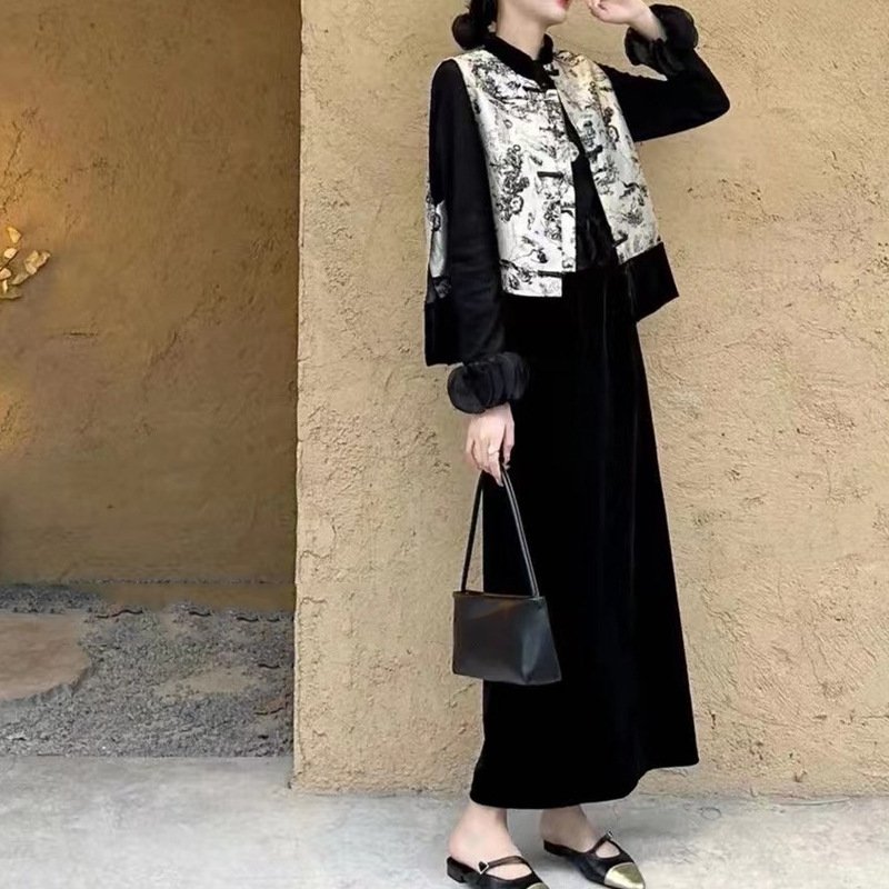 Женское платье и жилет в стиле Хепбёрн оптом из Китая