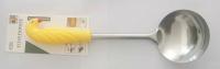 Ложка разливная (половник) с желтой пластмассовой ручкой MH-XN24 / К96 / B24.3 анонс фото