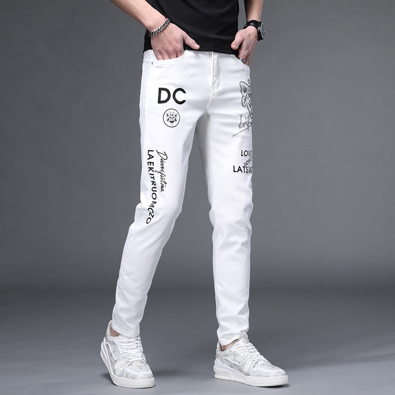 Мужские джинсы суженные белые оптом из Китая