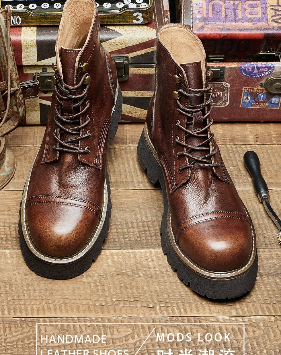 Мужские ботинки Martin 8111 из натуральной кожи оптом