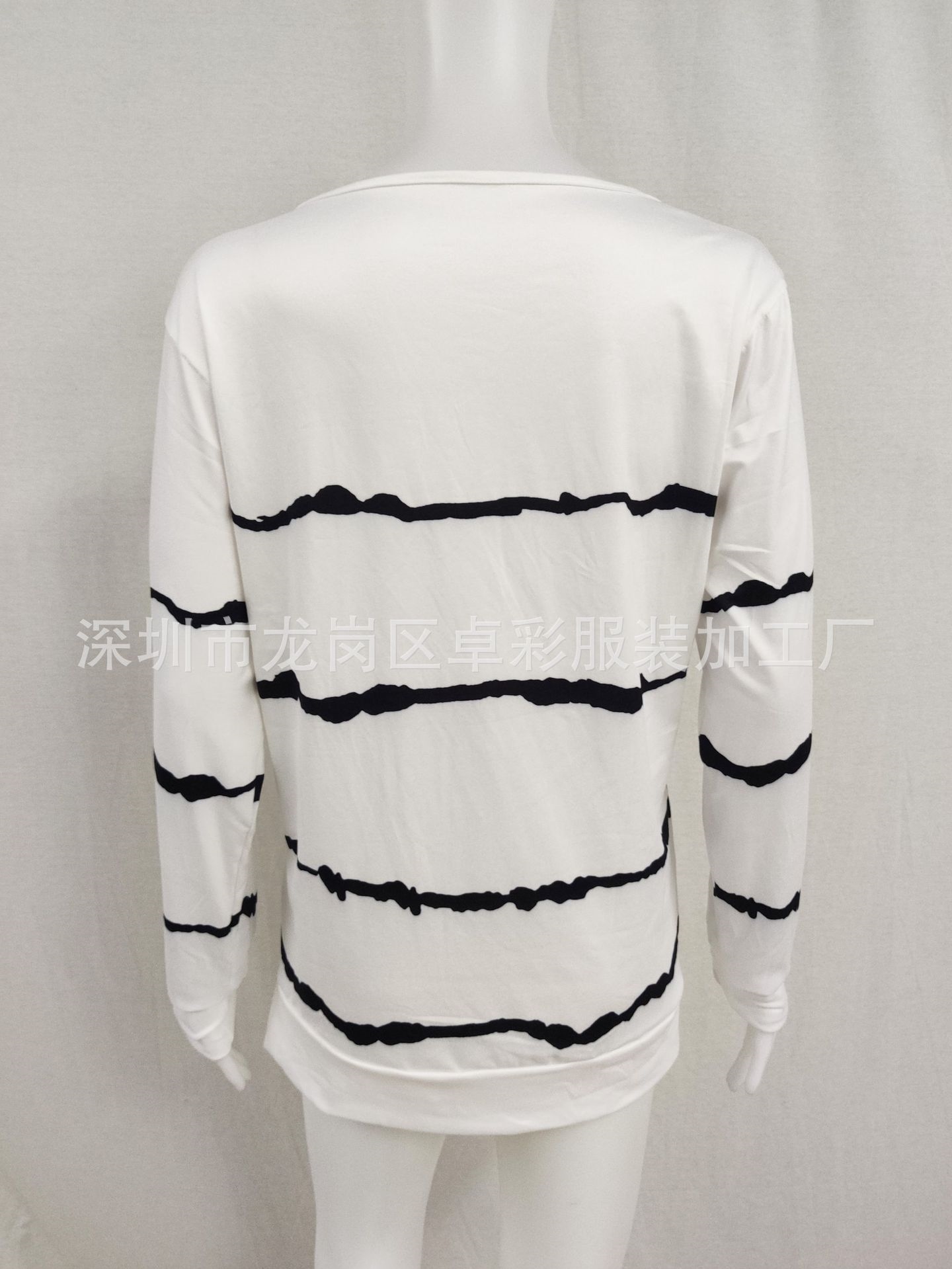 Женская футболка с длинным рукавом в полоску с V-образным вырезом и молнией оптом из Китая