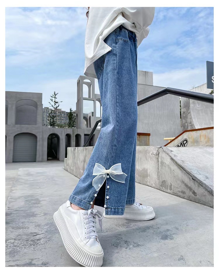 Детские джинсы с широкими штанинами оптом из Китая