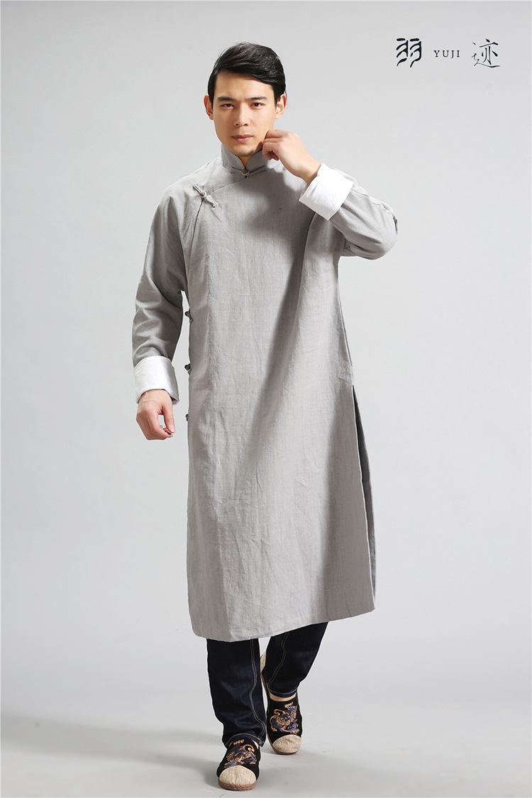 Мужская рубашка в стиле Республики с длинным воротником из льна в стиле ретро для выступлений оптом из Китая