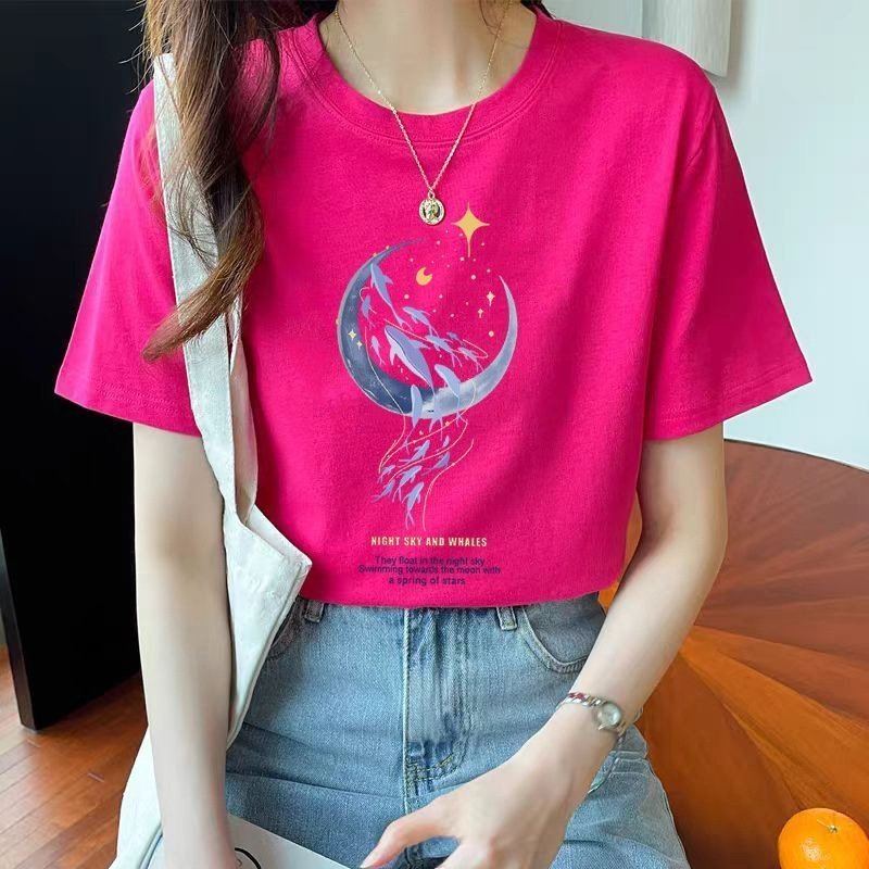 Женская футболка из чистого хлопка 2024 летняя новая модель оптом