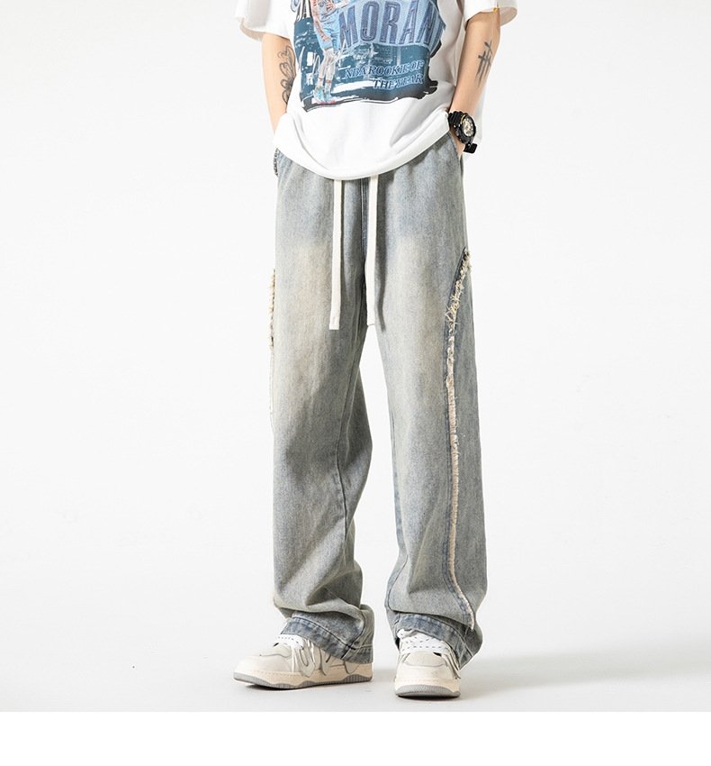 Мужские джинсы прямого кроя с высокими краями оптом из Китая