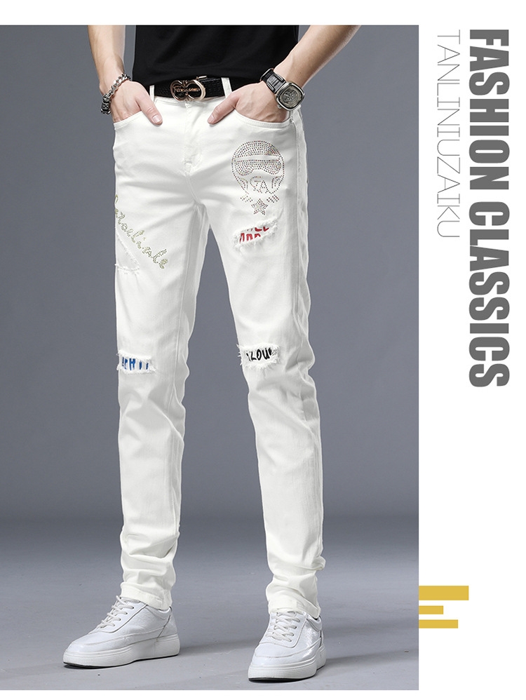Мужские джинсы суженные белые оптом из Китая