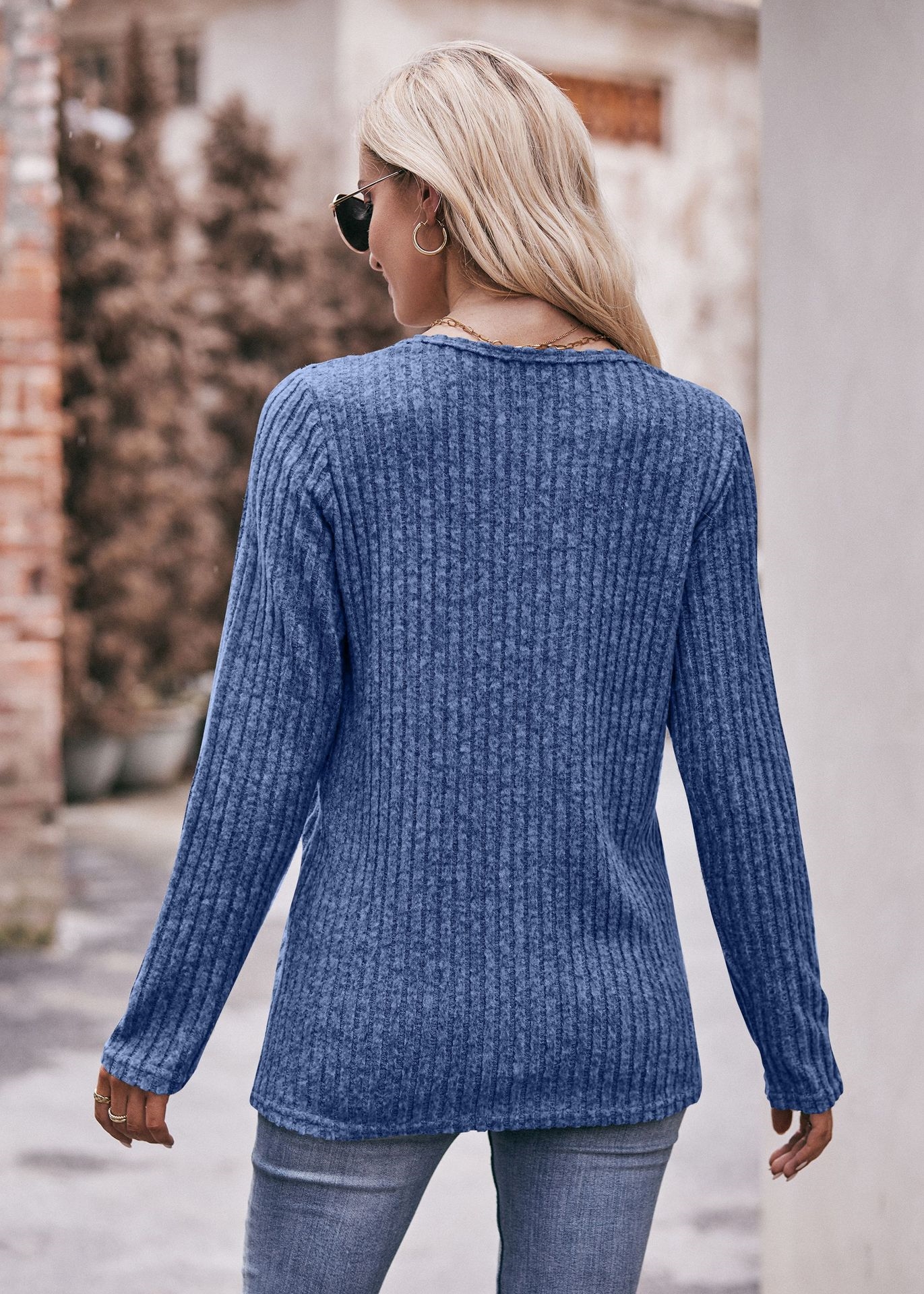 Женская футболка с круглым вырезом и пуговицами оптом из Китая