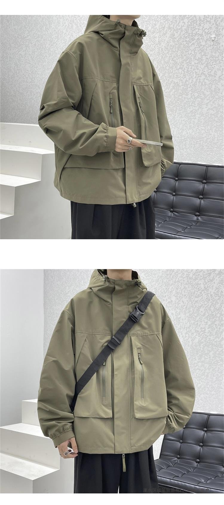 Ветровка с капюшоном и большими карманами оптом из Китая