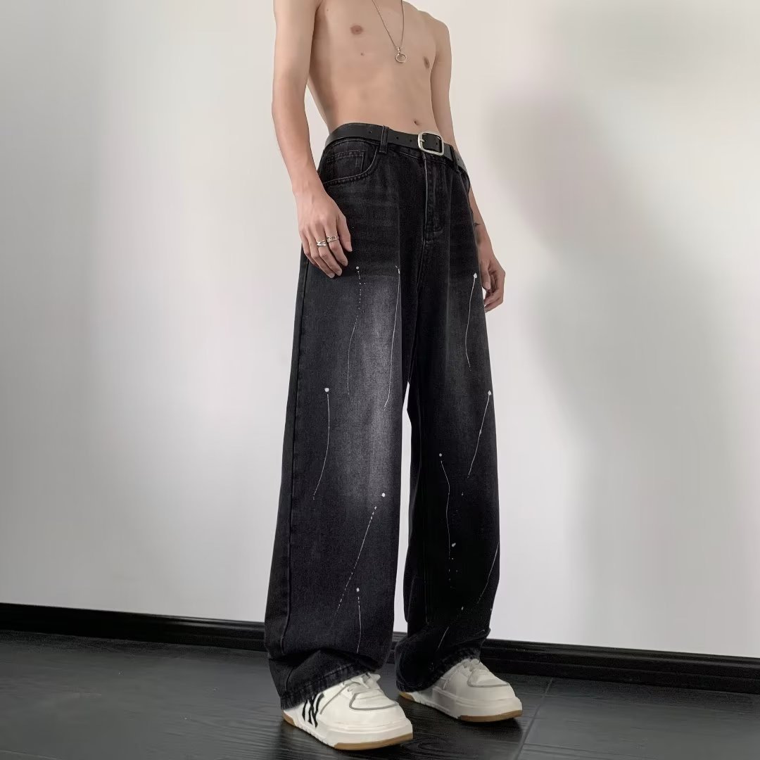 Мужские джинсы с пятнами чернил оптом из Китая