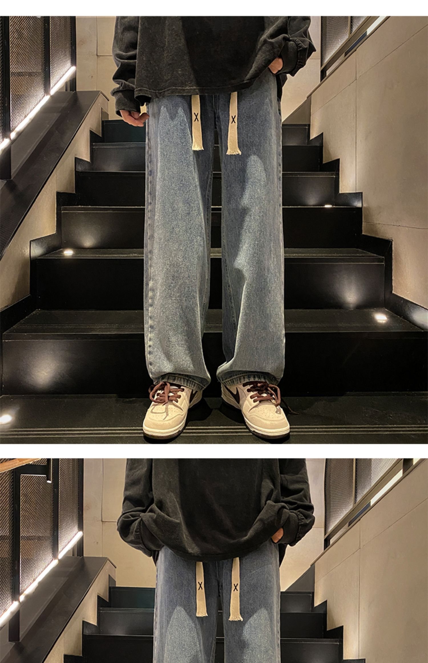 Мужские джинсы винтажного светло-голубого цвета 2024 весна оптом из Китая