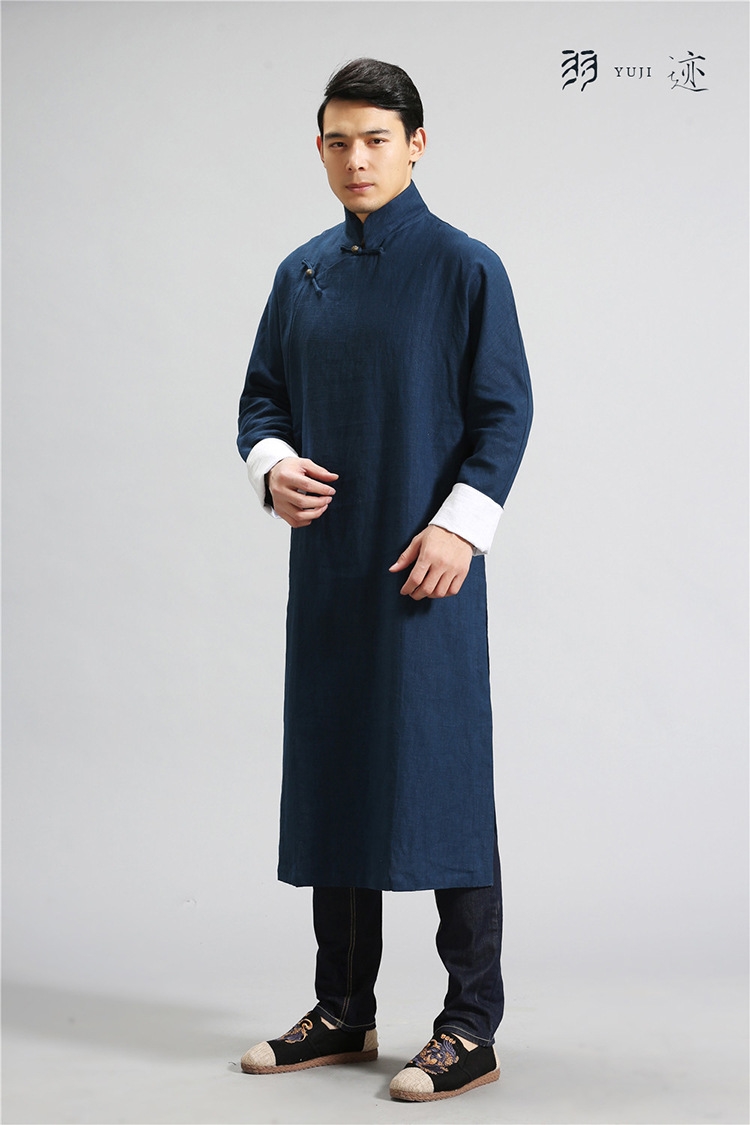 Мужская рубашка в стиле Республики с длинным воротником из льна в стиле ретро для выступлений оптом из Китая