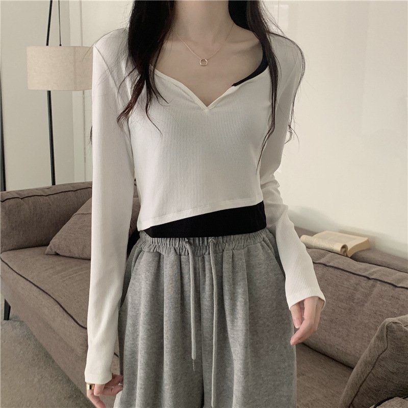 Женская футболка с длинным рукавом в ретро стиле оптом из Китая