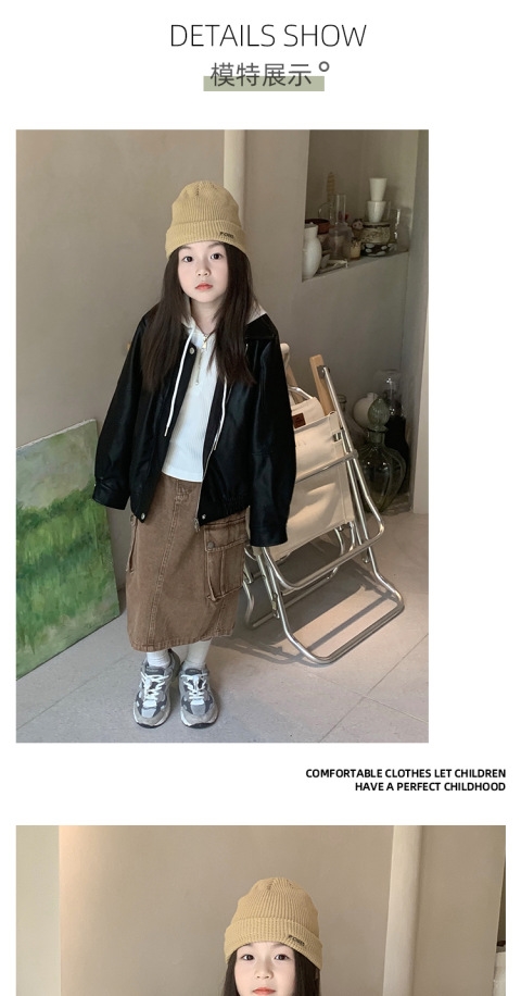 Детская куртка в стиле мотоциклиста 2024 года оптом из Китая