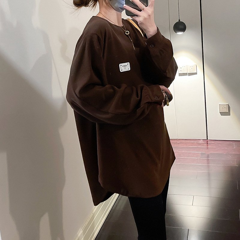 Толстовка с удлиненным рукавом и круглым вырезом оптом из Китая