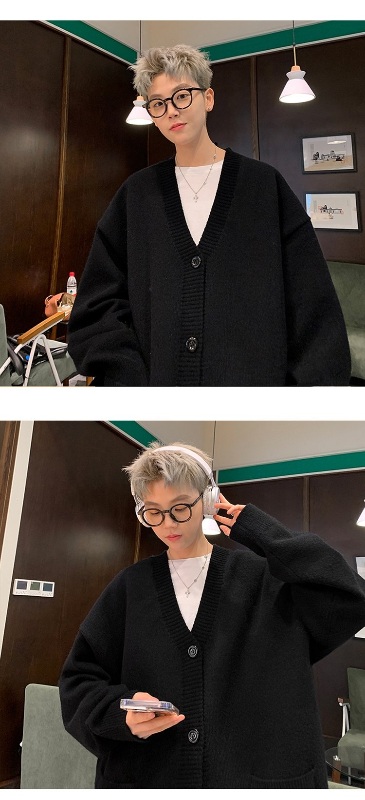 Мужской свитер V-образный вырез осенне-зимний японский ретро-ленивый вязаный свитер в стиле хип-хоп свободный наружный свитер оптом