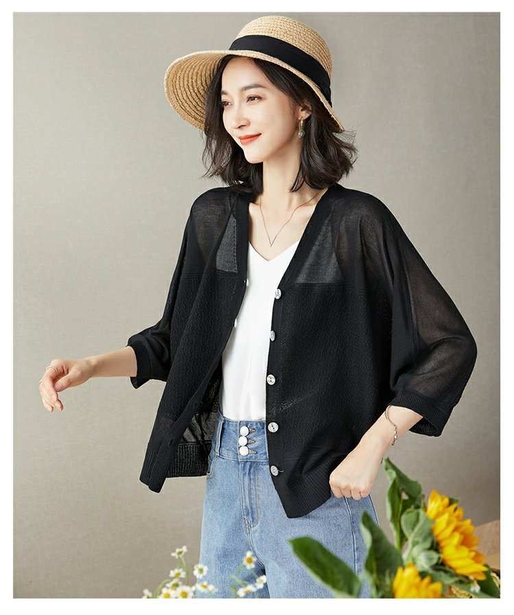 Женская летняя тонкая кардиган с объемным рукавом оптом