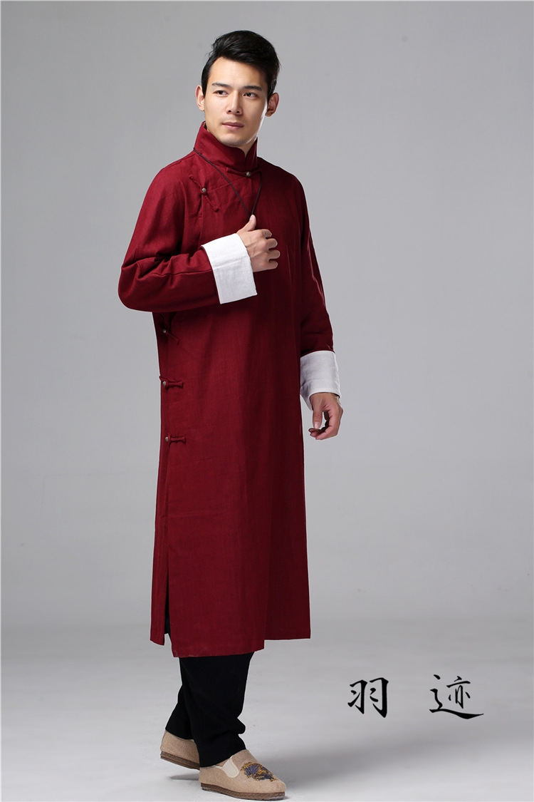 Мужская рубашка в стиле Республики с длинным воротником из льна в стиле ретро для выступлений оптом из Китая