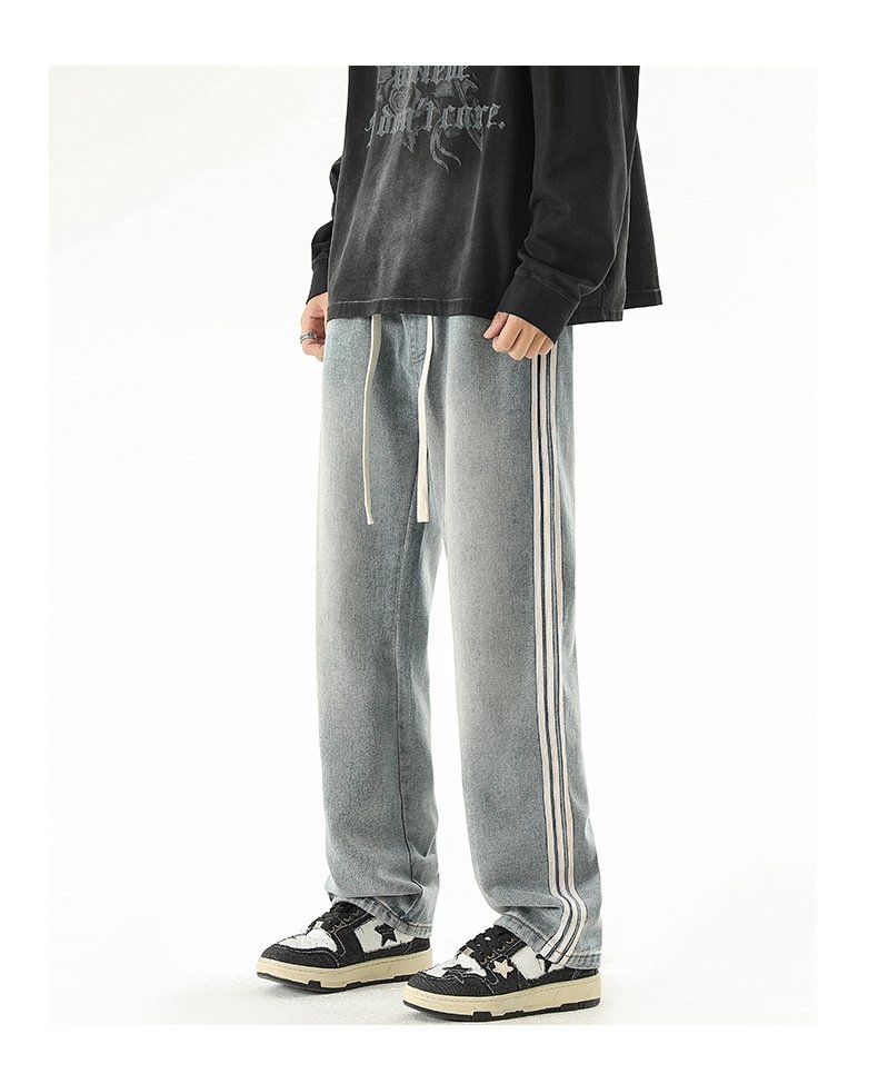 Мужские джинсы с принтом трех полосок оптом из Китая