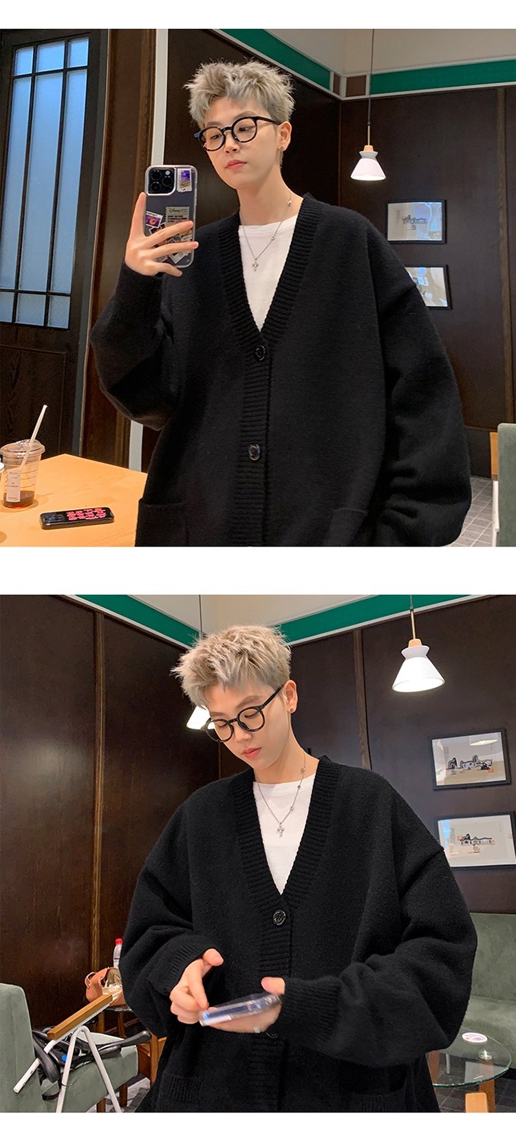 Мужской свитер V-образный вырез осенне-зимний японский ретро-ленивый вязаный свитер в стиле хип-хоп свободный наружный свитер оптом