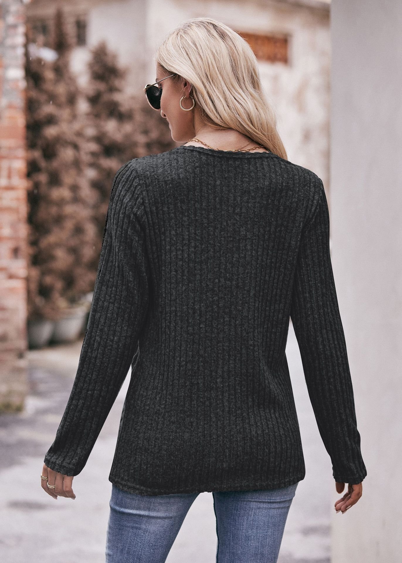 Женская футболка с круглым вырезом и пуговицами оптом из Китая