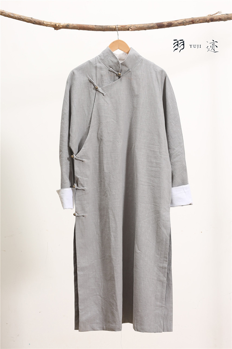 Мужская рубашка в стиле Республики с длинным воротником из льна в стиле ретро для выступлений оптом из Китая