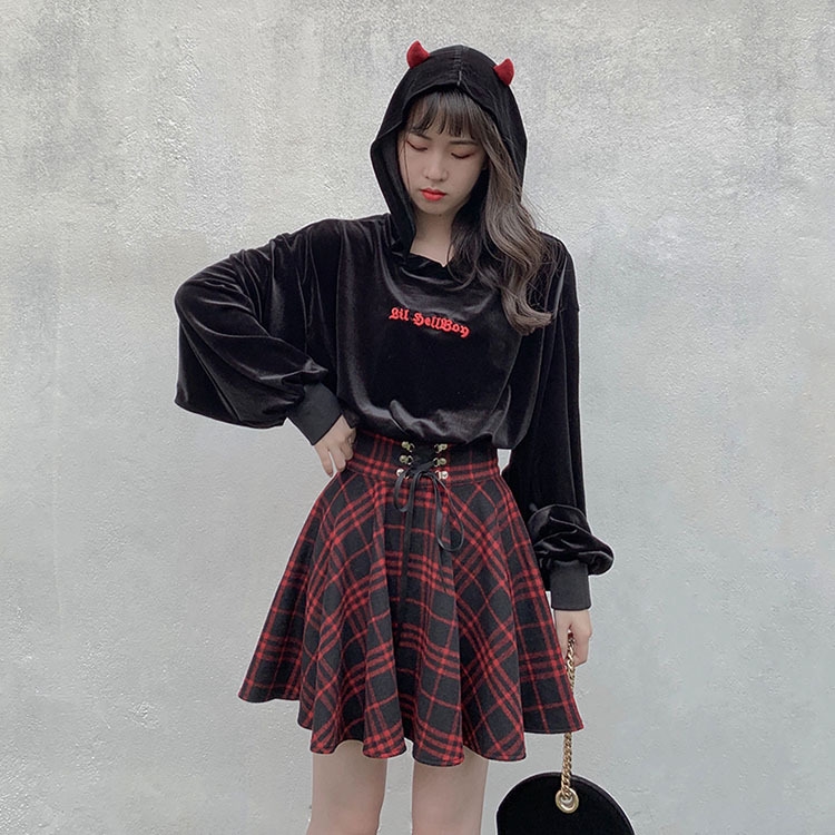 Юбка в клетку с высокой талией оптом из Китая