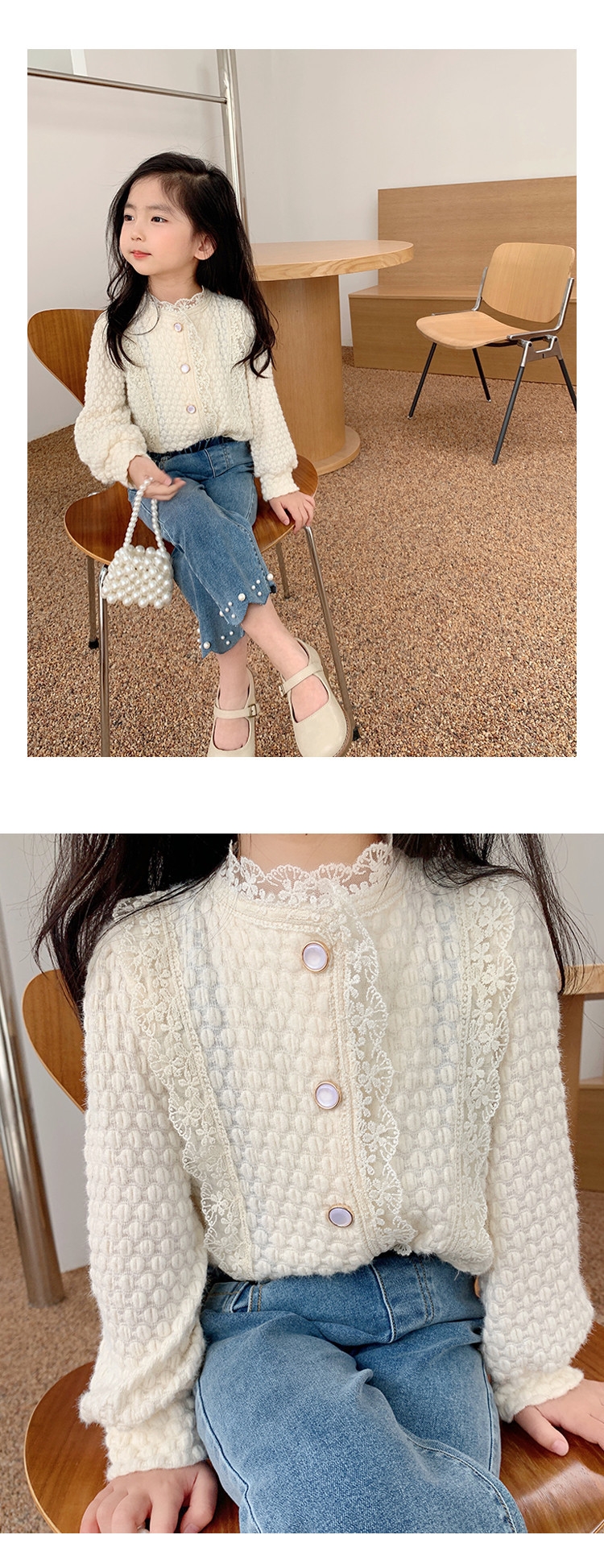 Детская блузка с цветочным краем оптом из Китая