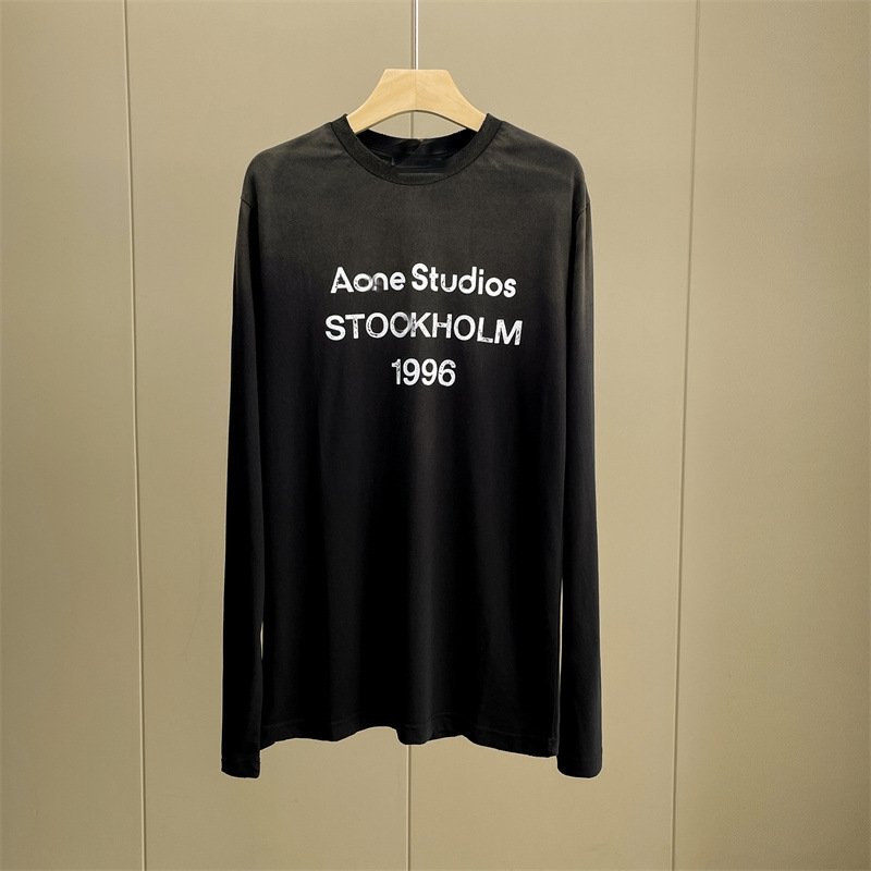 Футболка с длинным рукавом в стиле 2023SS с эффектом старения и градиентной печатью ACXD оптом