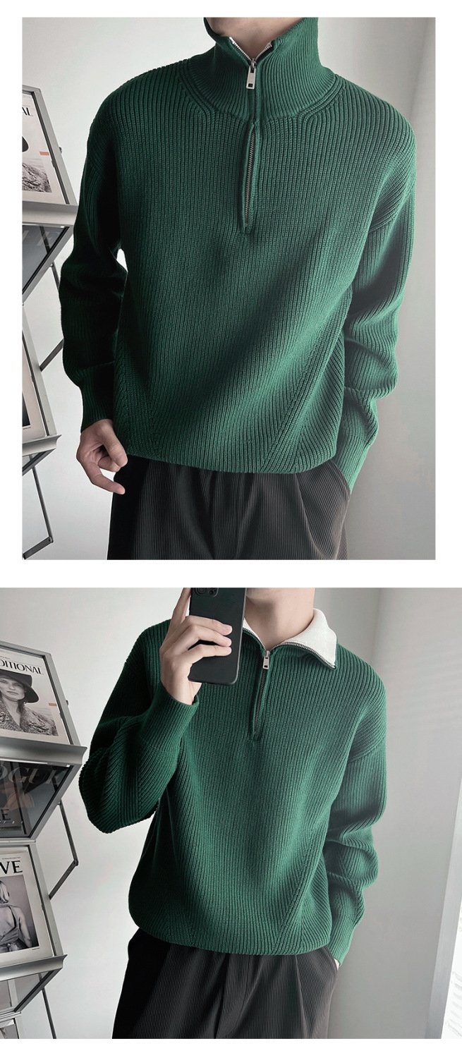 Мужская вязаная толстовка с высоким воротником оптом