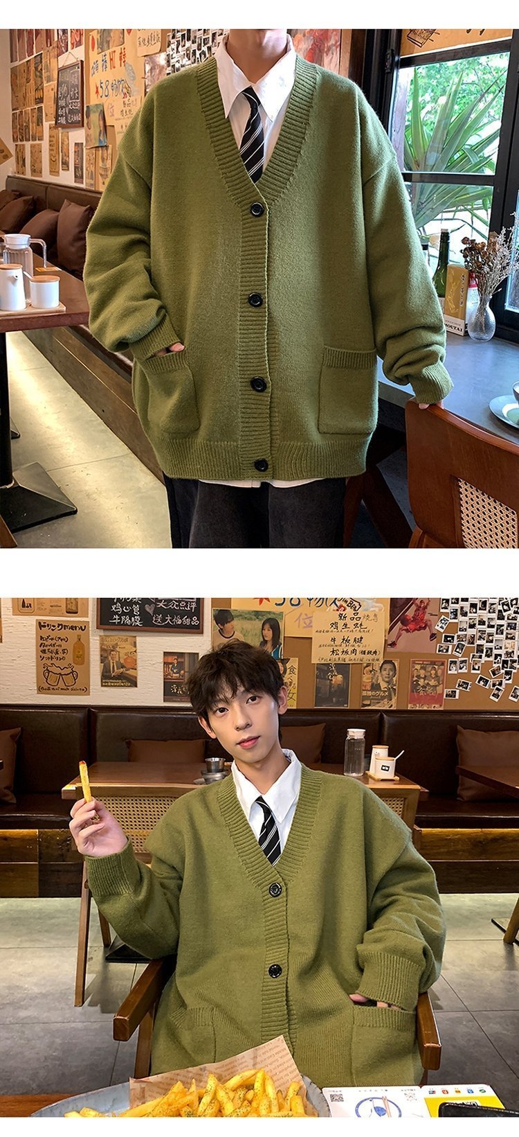 Мужской свитер V-образный вырез осенне-зимний японский ретро-ленивый вязаный свитер в стиле хип-хоп свободный наружный свитер оптом