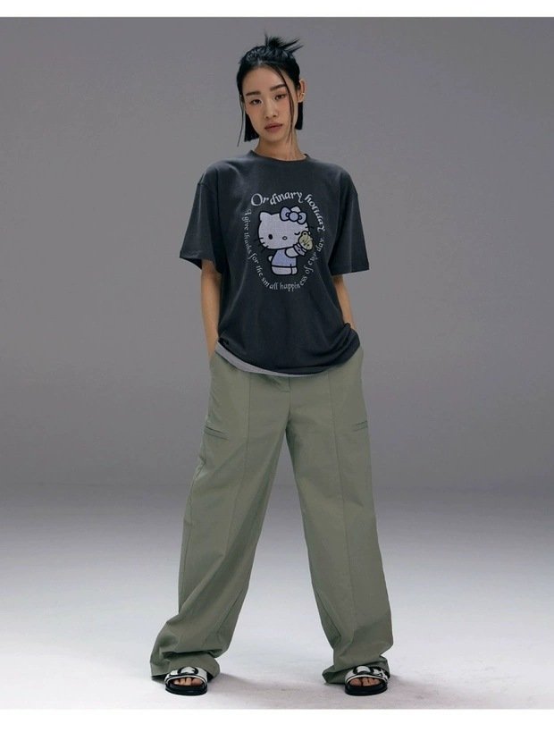 Кот Кетти широкая свободная футболка с коротким рукавом оптом