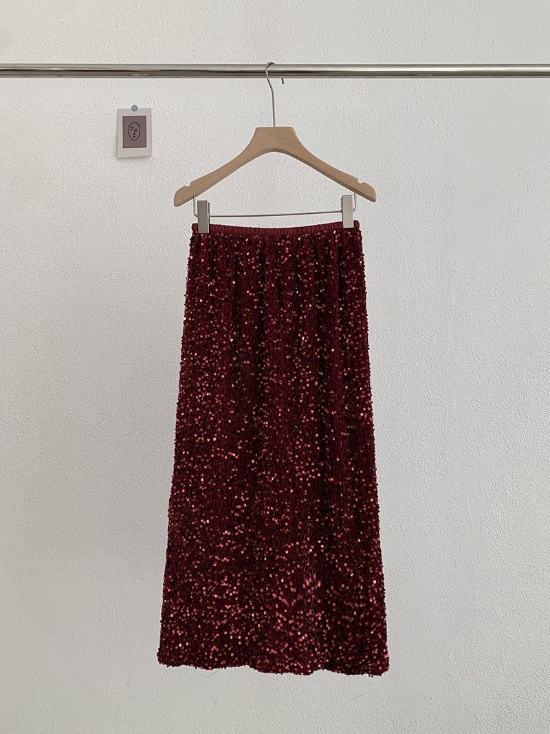 Высокая юбка с блестками из бархата оптом из Китая