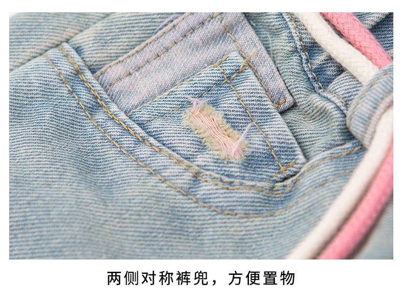 Джинсы для девочек 2023 весна и осень новые детские брюки корейской моды для девочек с дырками широкие брюки оптом из Китая