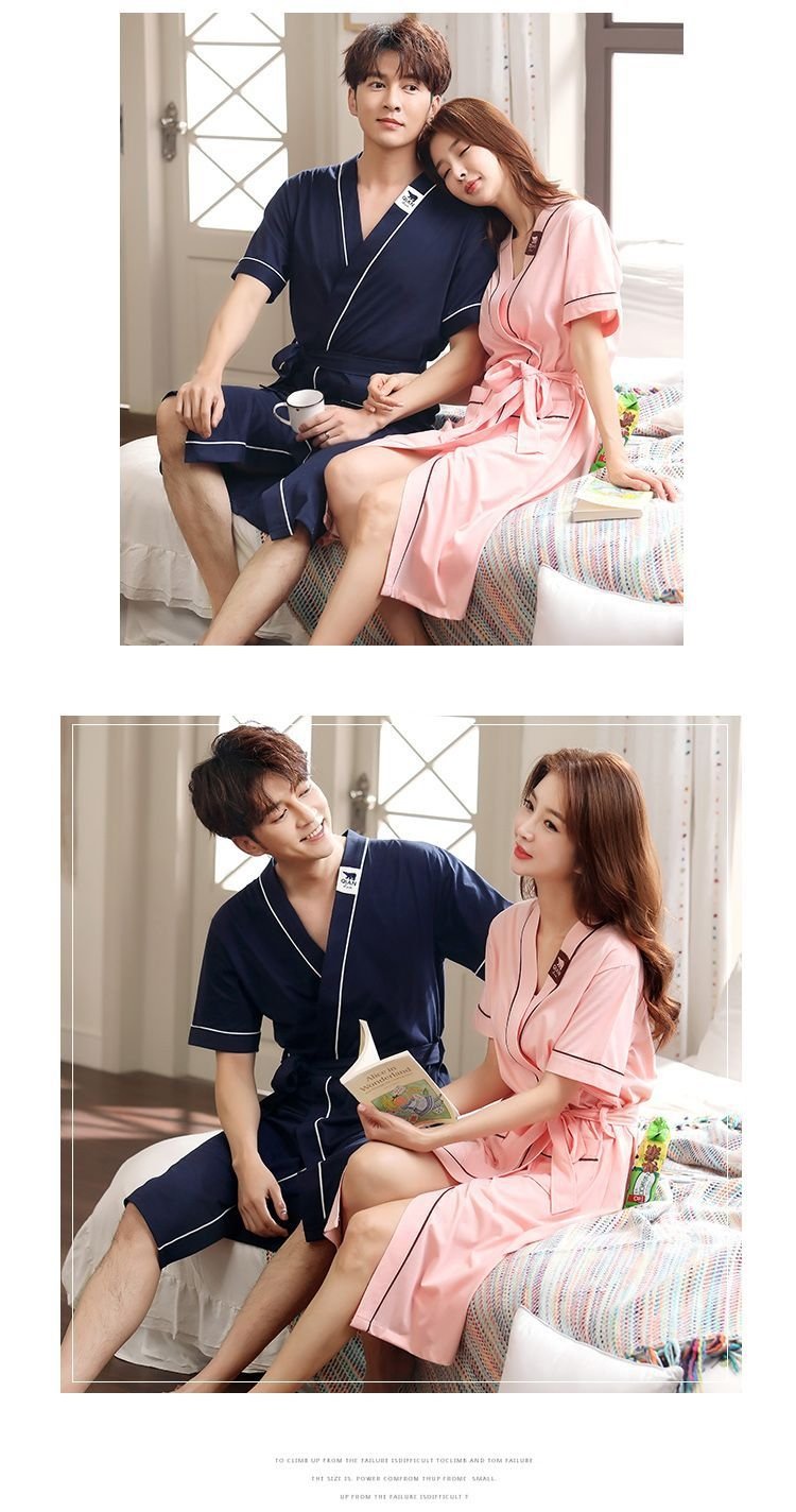 Халат для сна летний длинный сексуальный хлопковый для женщин и мужчин 100% хлопок больших размеров тонкий для пар оптом