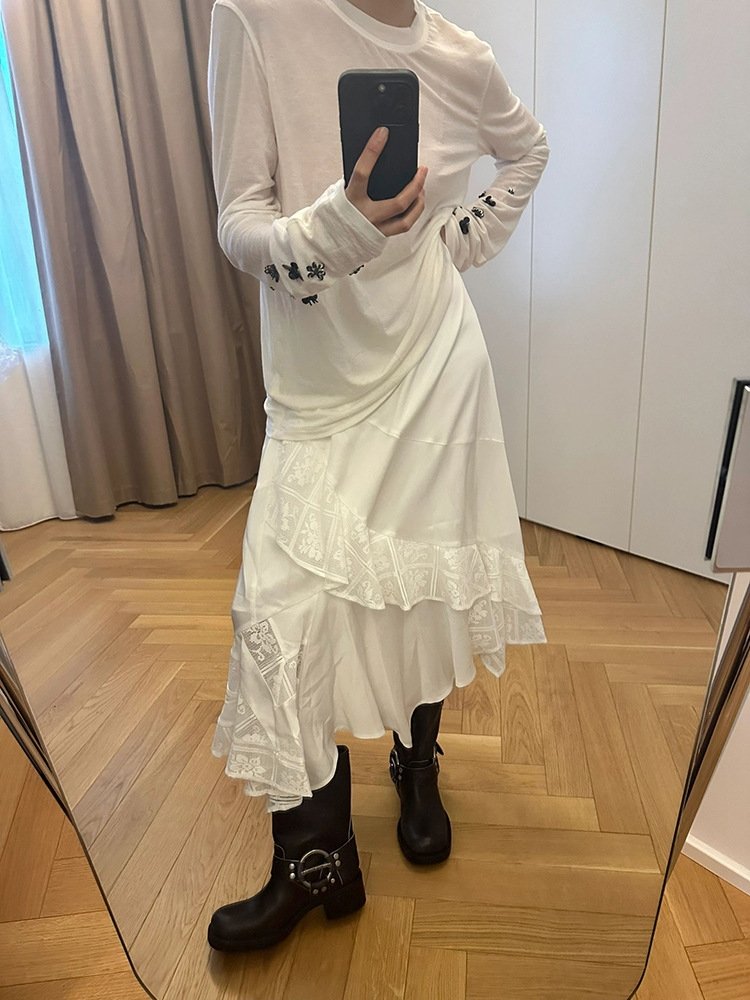 Длинная юбка с леопардовым принтом и асимметричным краем оптом из Китая