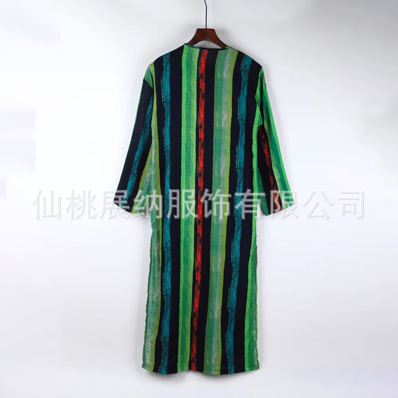 Мужская одежда восточного стиля с длинным рукавом и полосатым воротником оптом из Китая