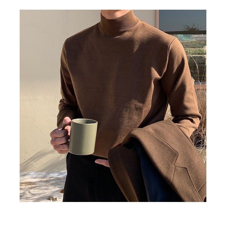 Мужской свитер с длинным рукавом и полувысоким воротником оптом