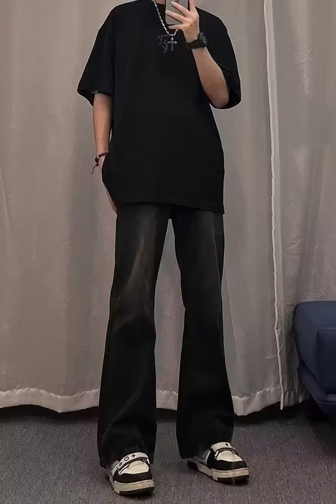 Мужские джинсы в стиле ретро с эффектом потертостей оптом из Китая