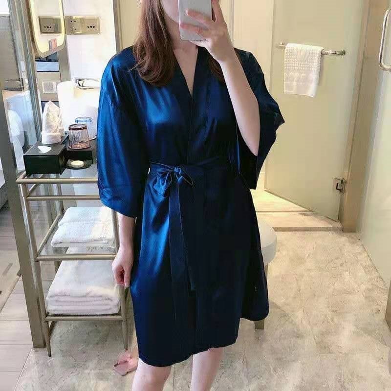 Халат для сна плюс-сайз лето 2023 в стиле бойфренд с длинным рукавом, однотонный, длинный, свободный крой, для отелей, до 200 фунтов оптом