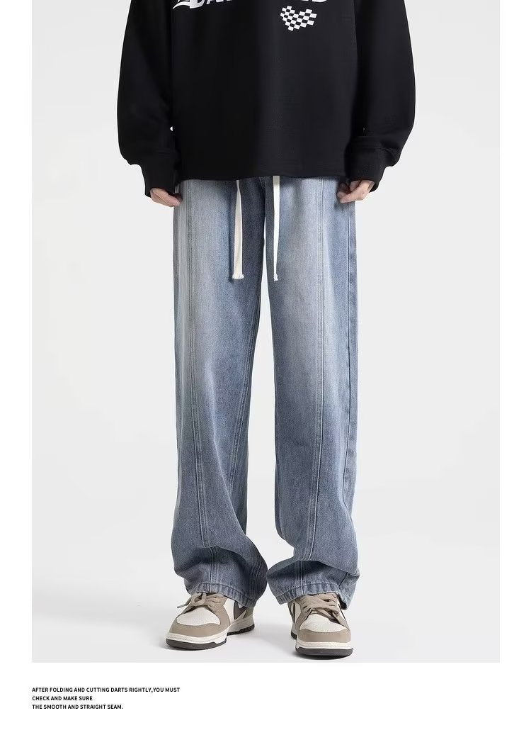 Джинсы мужские ретро-стиль прямые широкие брюки оптом из Китая